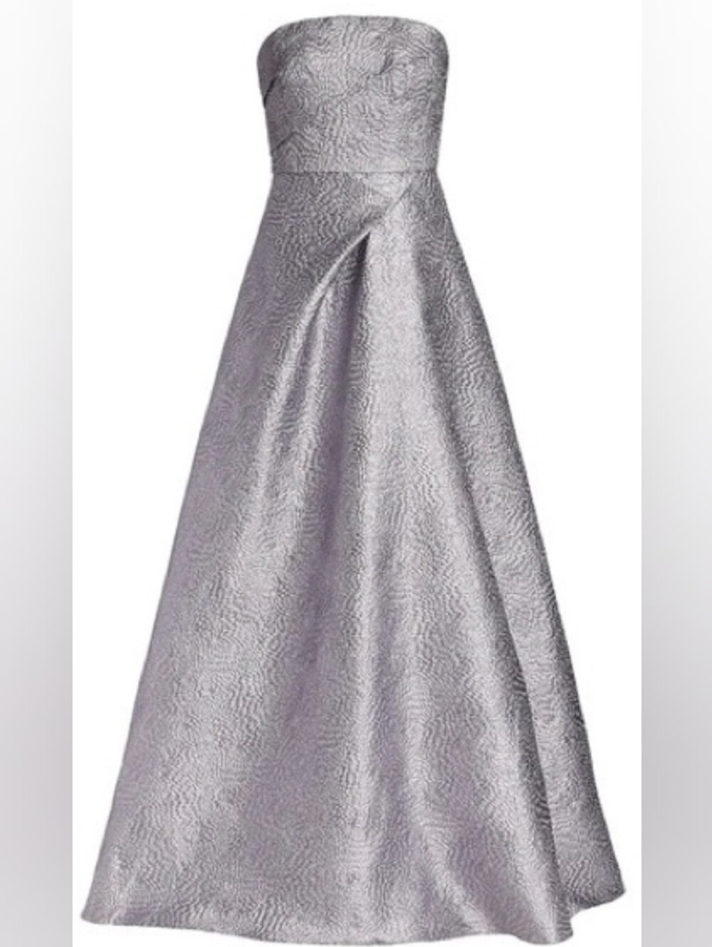 Rene Ruiz Collection Strapless Silver Brocade Gown - Size 16